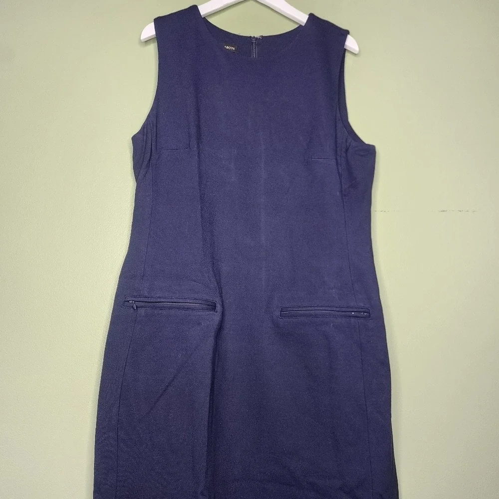 Talbots Navy Blue Sleeveless Dress Sleeveless Sheath Pockets Round Neck 10 - Picture 8 of 8